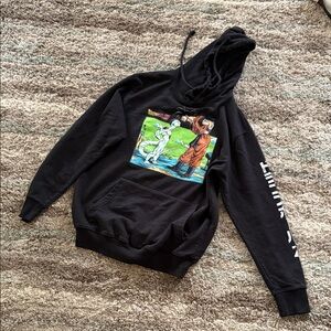 Black Graphic Hoodie with Colorful Print